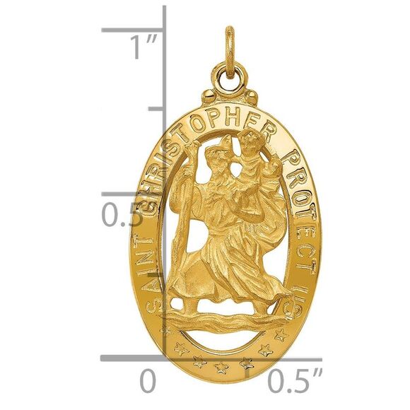 14k Yellow Gold Cutout Saint Christopher Medal Pendant, 15 x 28mm - Picture 4 of 5